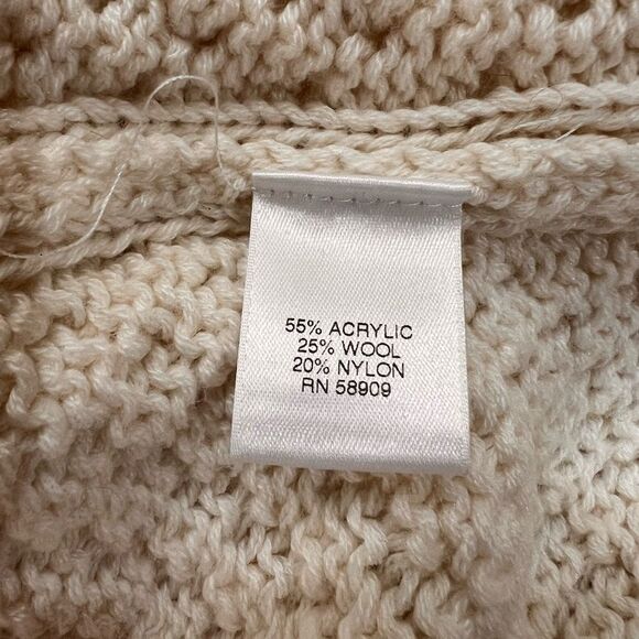 Women’s Nurture Chunky Knit Ivory Sweater Wool Blend Fisherman Cable Knit XL - Picture 8 of 9